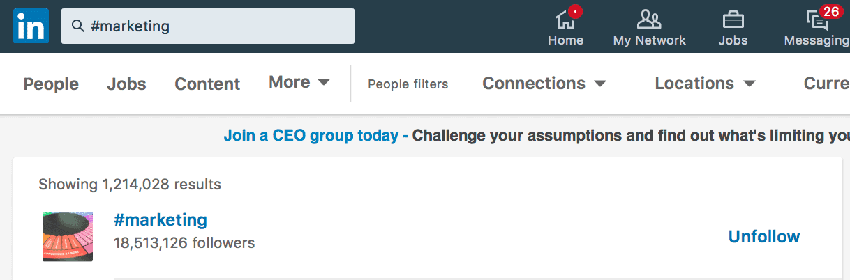 llinkedin hashtags
